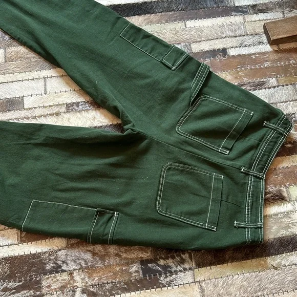 Sandy Liang Forest Green Carpenter Staight Leg Barrel Jeans Size 2 - Picture 8 of 9